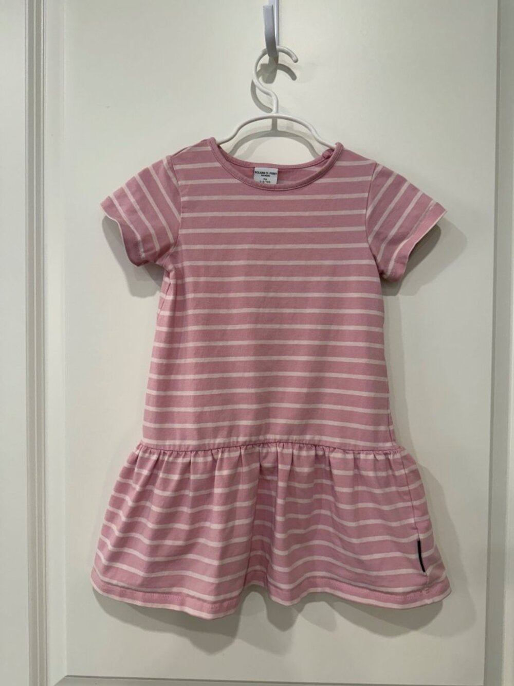 Polarn O. Pyret Pink & White Striped Organic Cotton Dress 2-3 Years